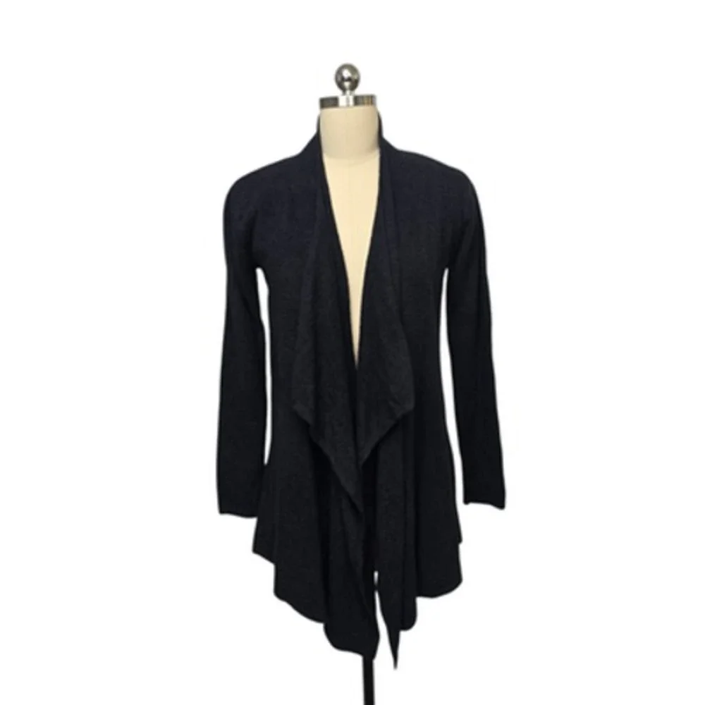 Barefoot Dreams‎ Cardigan Womens S/M Black CozyChic Lite Draped Open Front A436